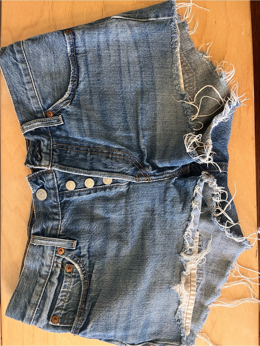 Levi's Distressed Blue Denim Cutoff Shorts